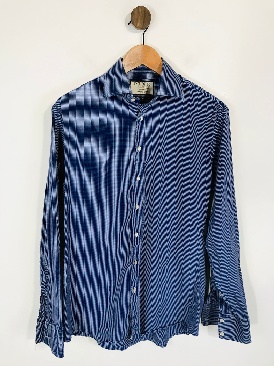 Thomas Pink Men's Athletic Fit Button-Up Shirt | 15.5 | Blue