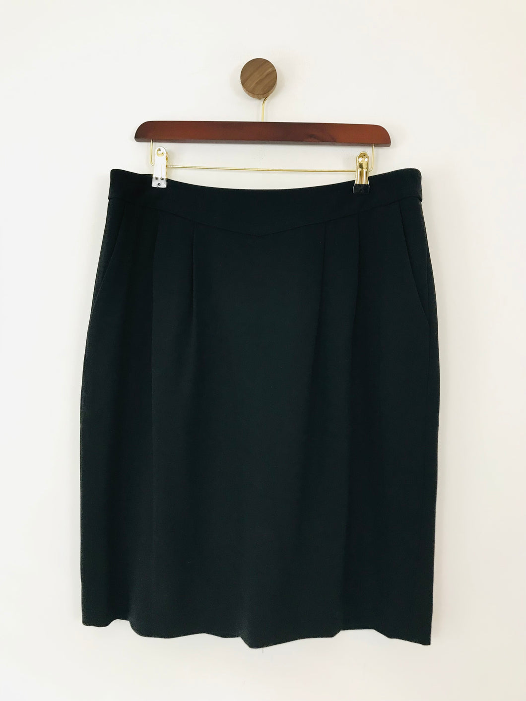 Jaeger Women's High Waisted Pleated Pencil Skirt  | UK16 | Black