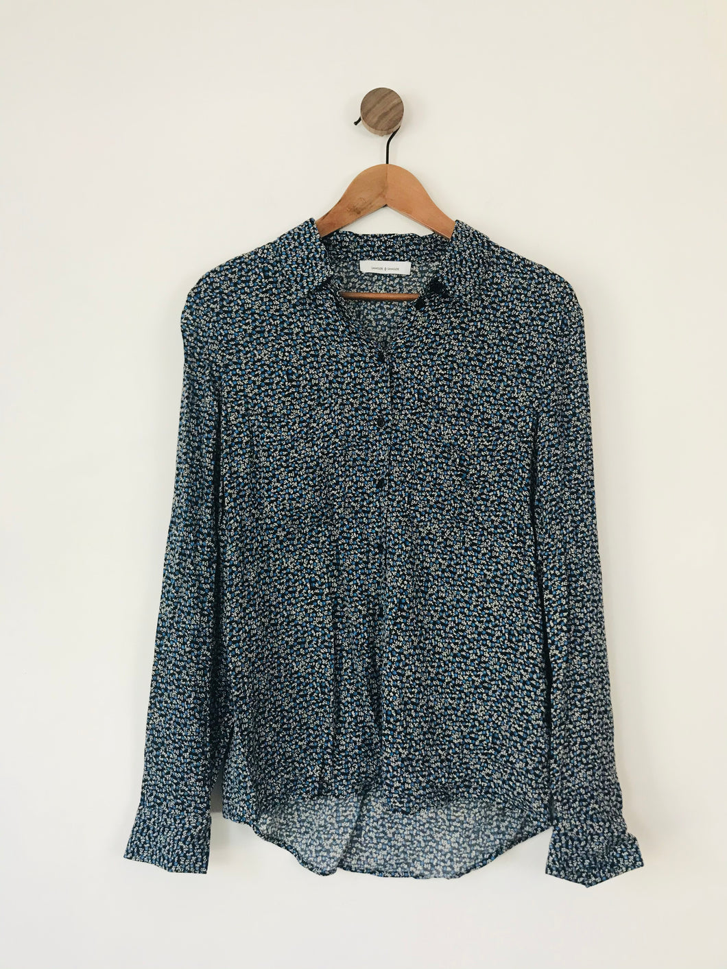 Samsøe Samsøe Women’s Floral Button-Up Shirt | M UK10-12 | Blue