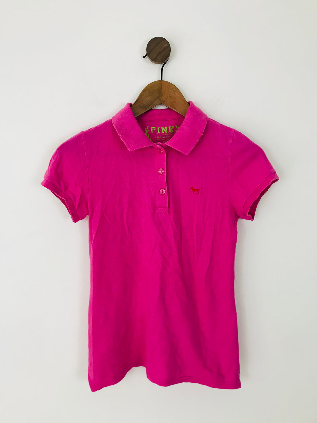 Victoria’s Secret PINK Women’s Distressed Polo Shirt Top | XS | Pink