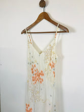 Load image into Gallery viewer, Sisley Women&#39;s Floral V-Neck Asymmetrical Slip Midi Dress | XS UK6-8 | White
