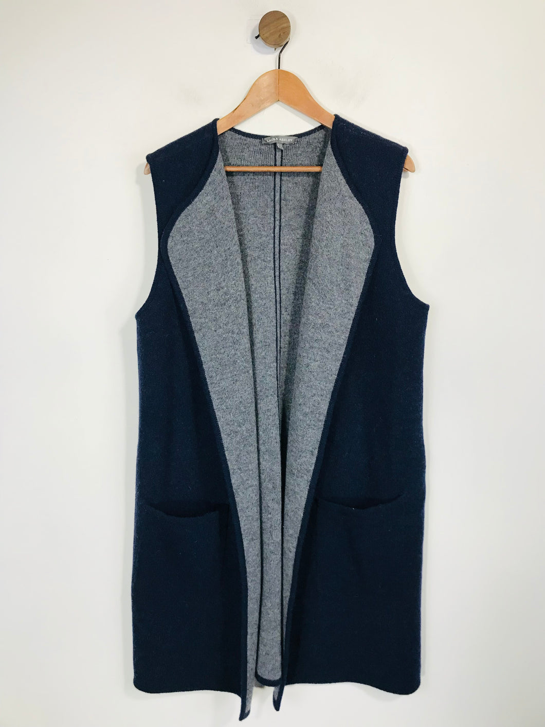 Laura Ashley Women's Wool Sleeveless Cardigan | UK16 | Blue