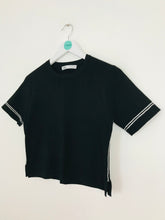 Load image into Gallery viewer, Zara Women’s Short Sleeve Crop Knit Top | M | Black
