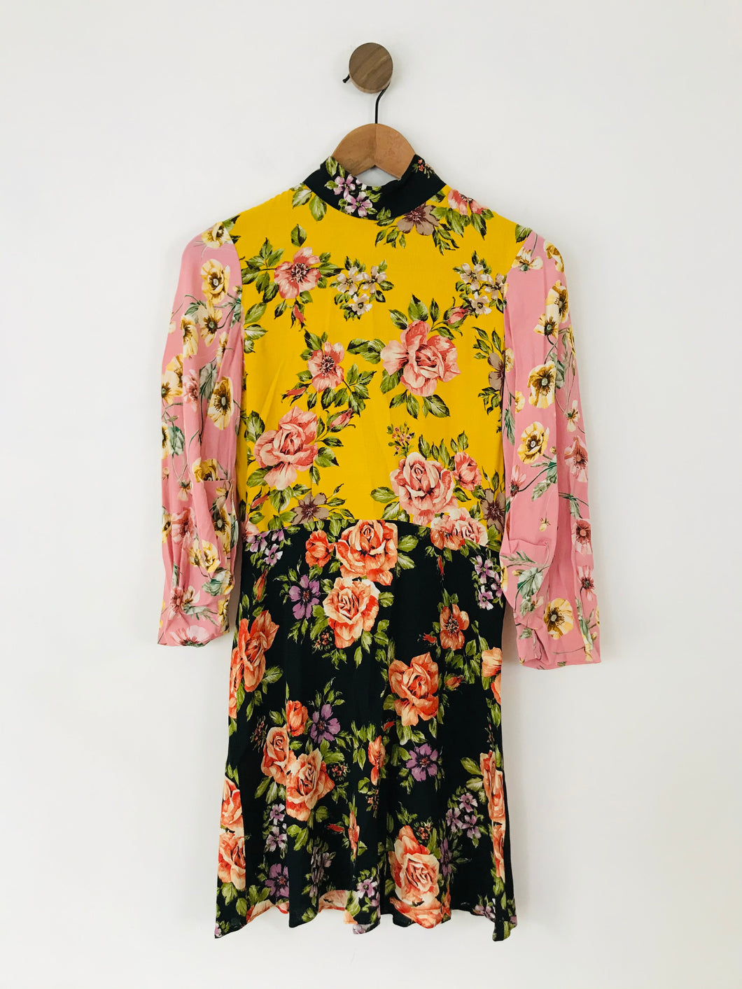 Zara Women's Floral High Neck Mini Dress | S UK8 | Multicolour