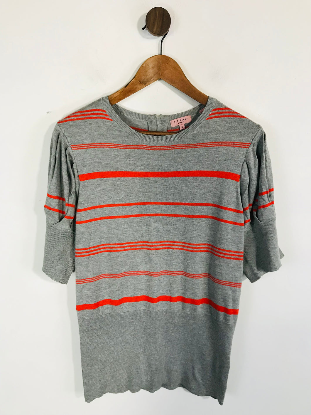 Ted Baker Women's Striped T-Shirt | S UK8 | Grey