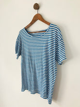 Load image into Gallery viewer, J.Crew Women’s 100% Linen Stripe T-Shirt Top | L UK14-16 | Blue
