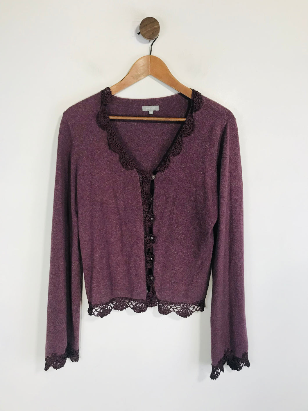 Per Una Women's Crochet Knit Cardigan | UK14 | Purple