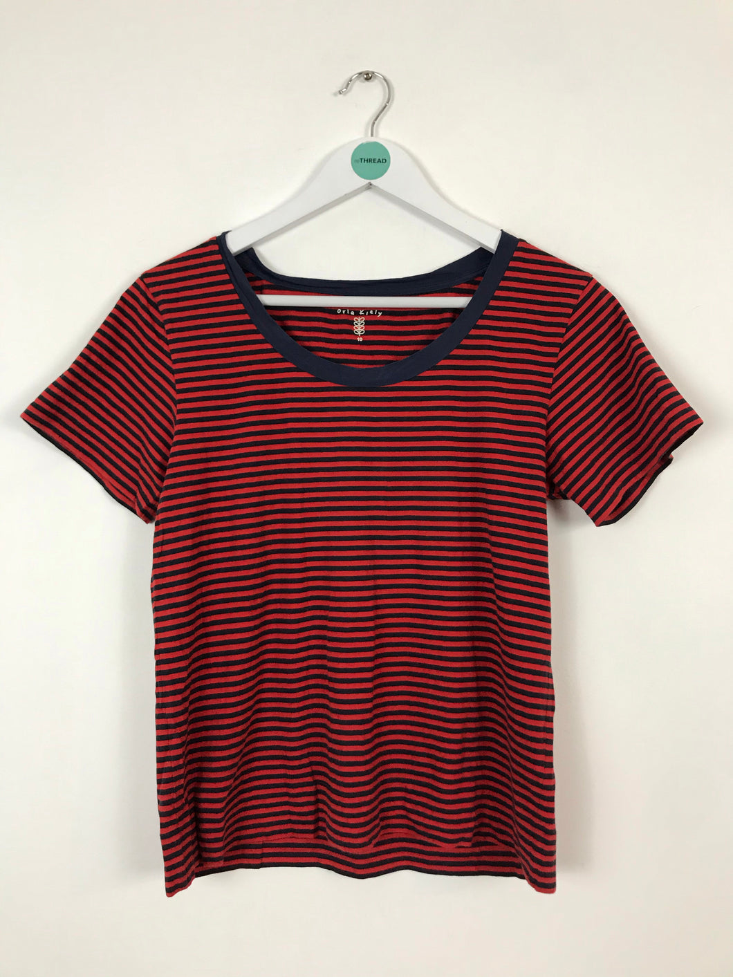 Orla Kiely Womens Stripe T-shirt | UK10 | Red and Blue