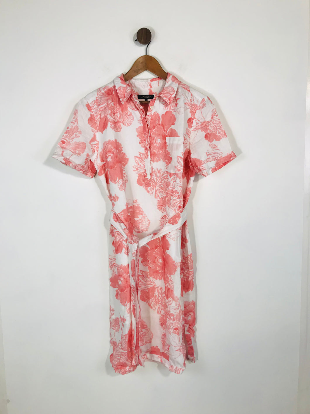 Jaeger Women's Floral Boho Midi Dress | UK14  | Pink