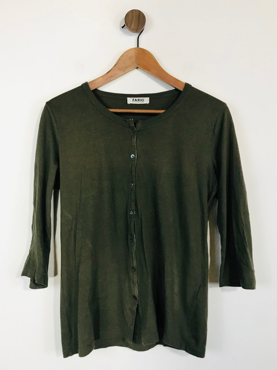 Nicole Farhi Women's Button Up T-Shirt | S UK8 | Green