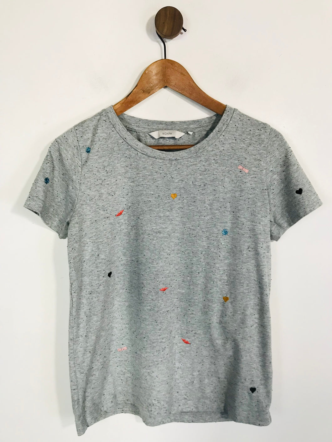 Numph Women's Embroidered T-Shirt | S UK8 | Grey