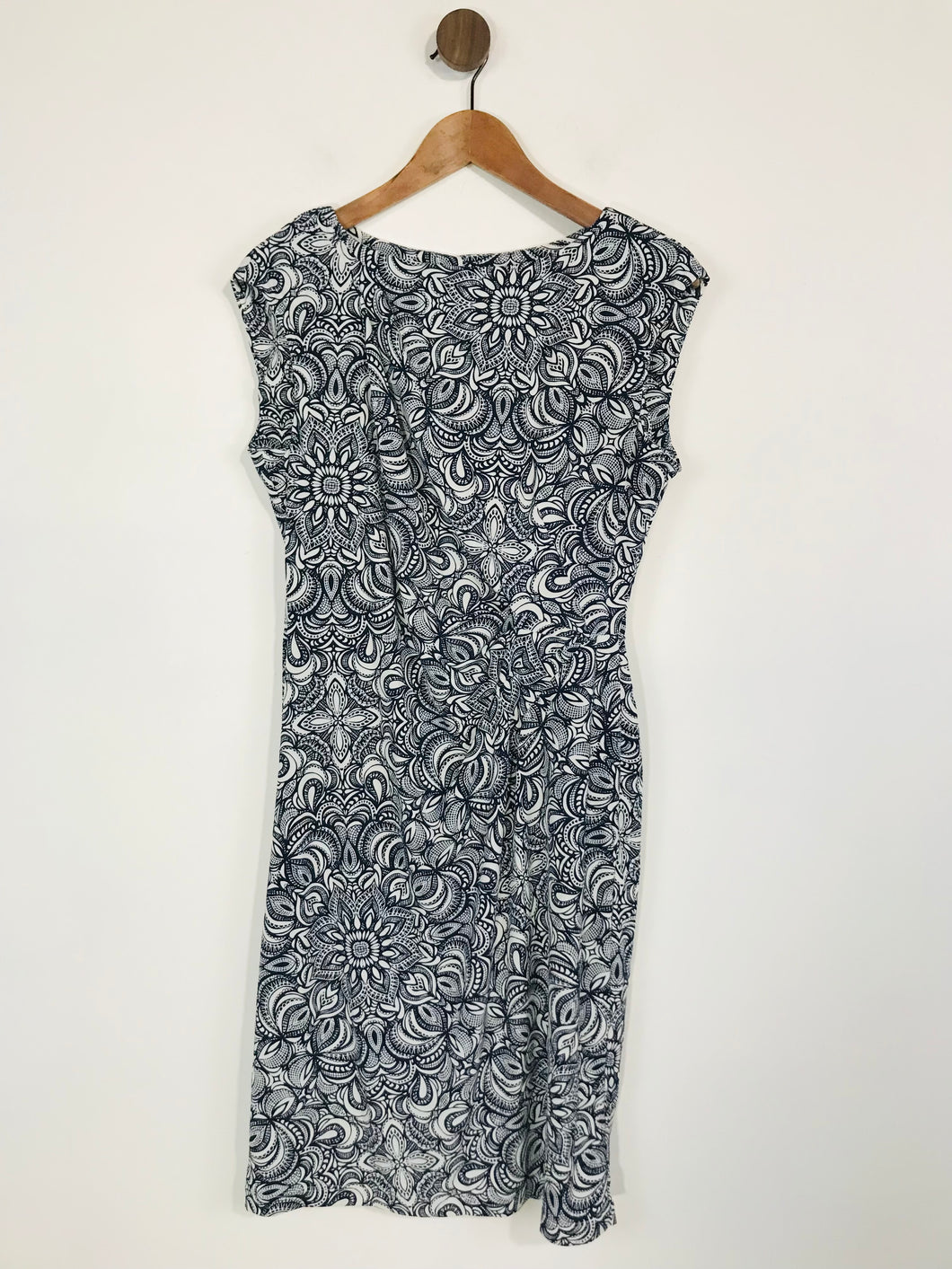 TM Lewin Women's Ruched Patterned Shift Dress | M UK10-12 | Blue
