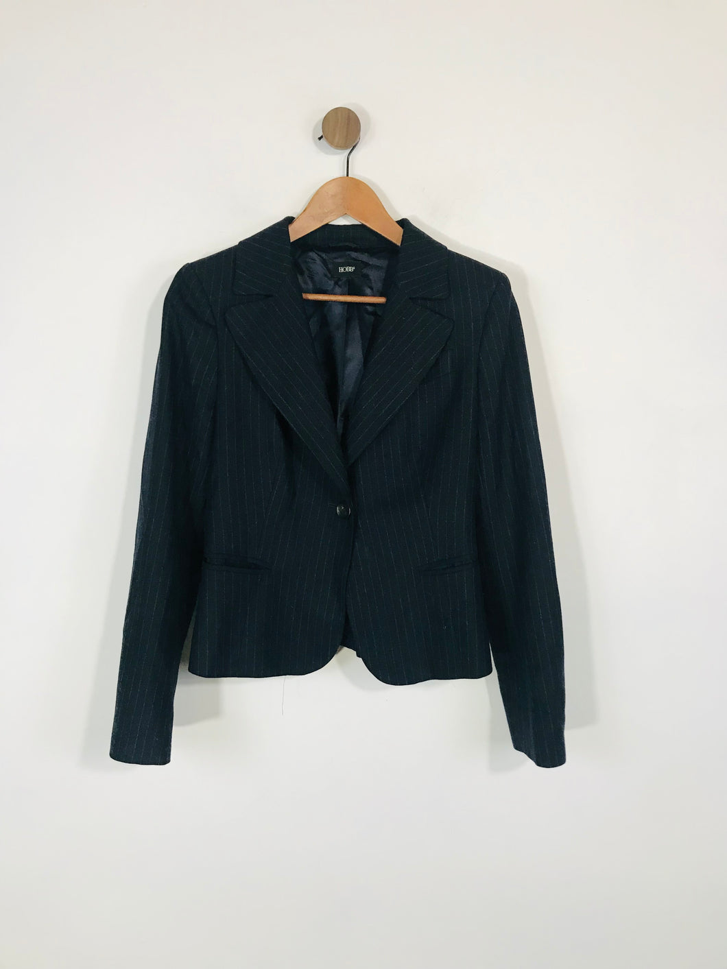 Hobbs Women's Wool Striped Suit Blazer Jacket | UK10  | Blue