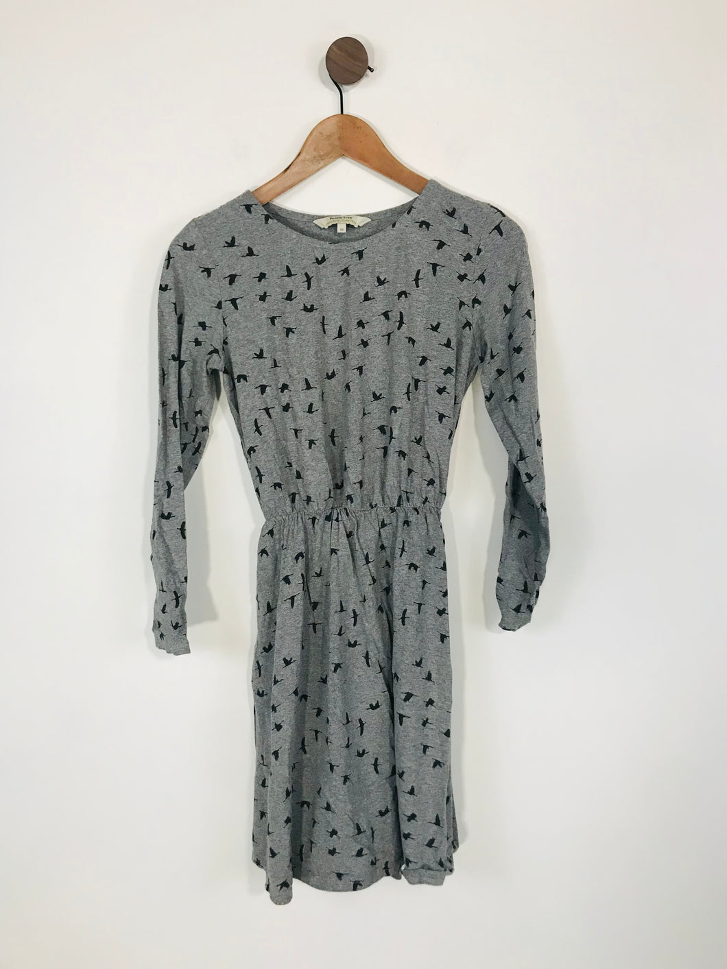 People Tree Women's Cotton Bird Pattern Midi Dress | UK10  | Grey