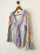 Load image into Gallery viewer, Renato Nucci Women&#39;s Vintage Floral Frill Cardigan | L UK14 | Purple
