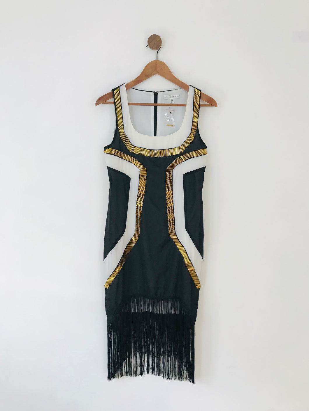 Rare London Women's Art Deco Panelled Shift Dress | UK10 | Black