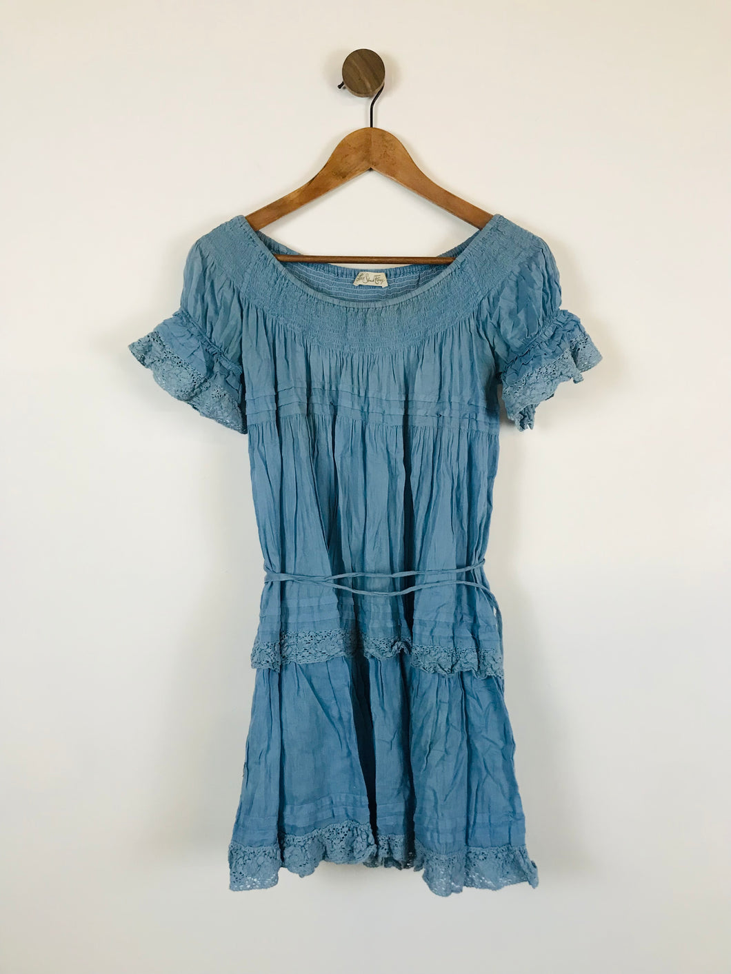 LoveShackFancy Women's Crochet Off Shoulder Dress | S UK8 | Blue
