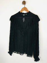 Load image into Gallery viewer, Mint Velvet Women&#39;s Embroidered Ruffle Blouse | UK10 | Black

