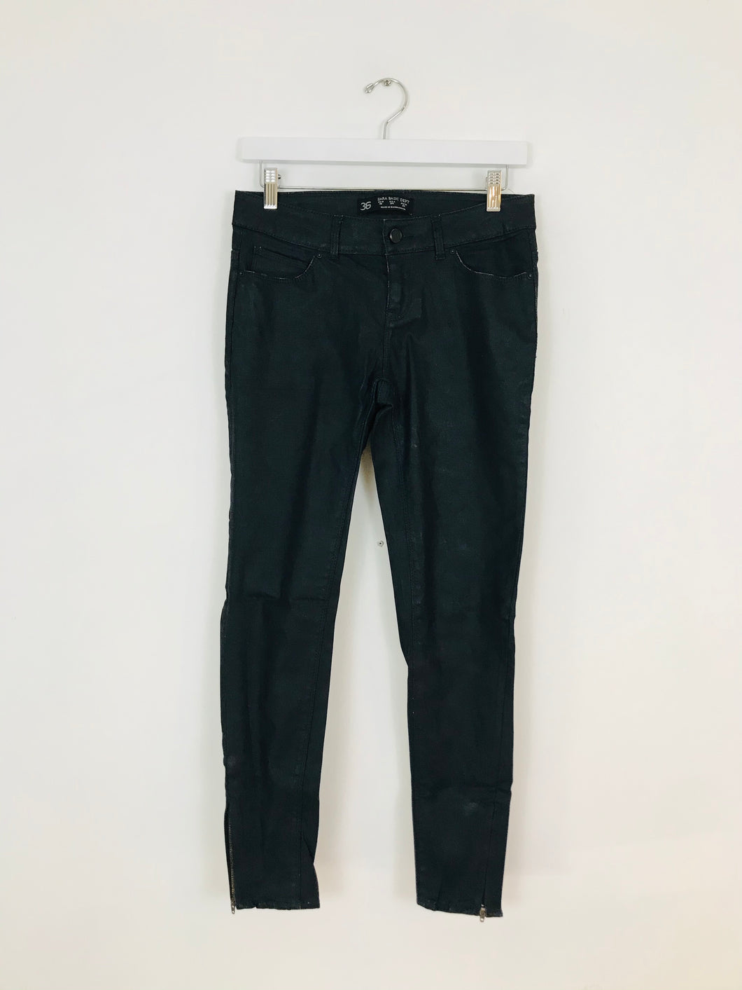 Zara Women’s Leather Look Skinny Jeans | UK8 W29 L27.5 | Black
