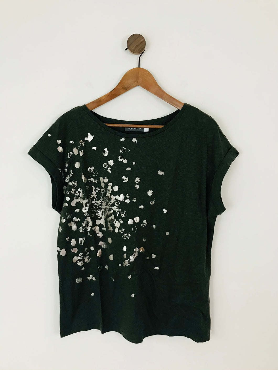Mint Velvet Women’s Graphic T-Shirt | L UK14 | Green