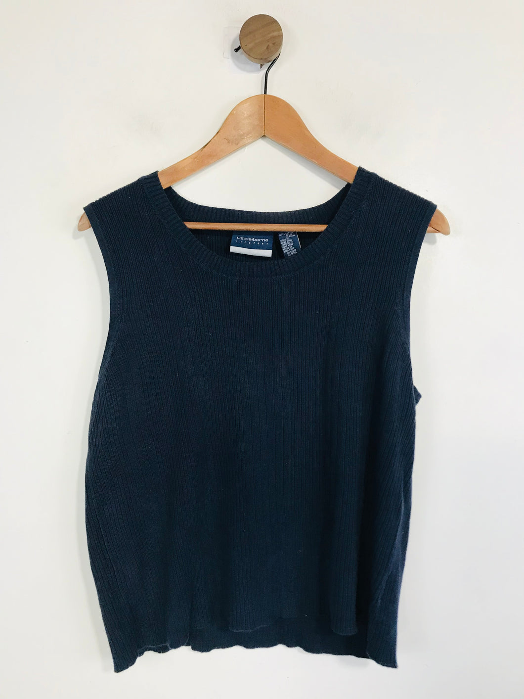 Liz Claiborne Women's Knit Ribbed Tank Top | L UK14 | Blue