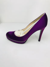Load image into Gallery viewer, LK Bennett Women&#39;s Satin Platform Heels  | EU39.5  | Purple
