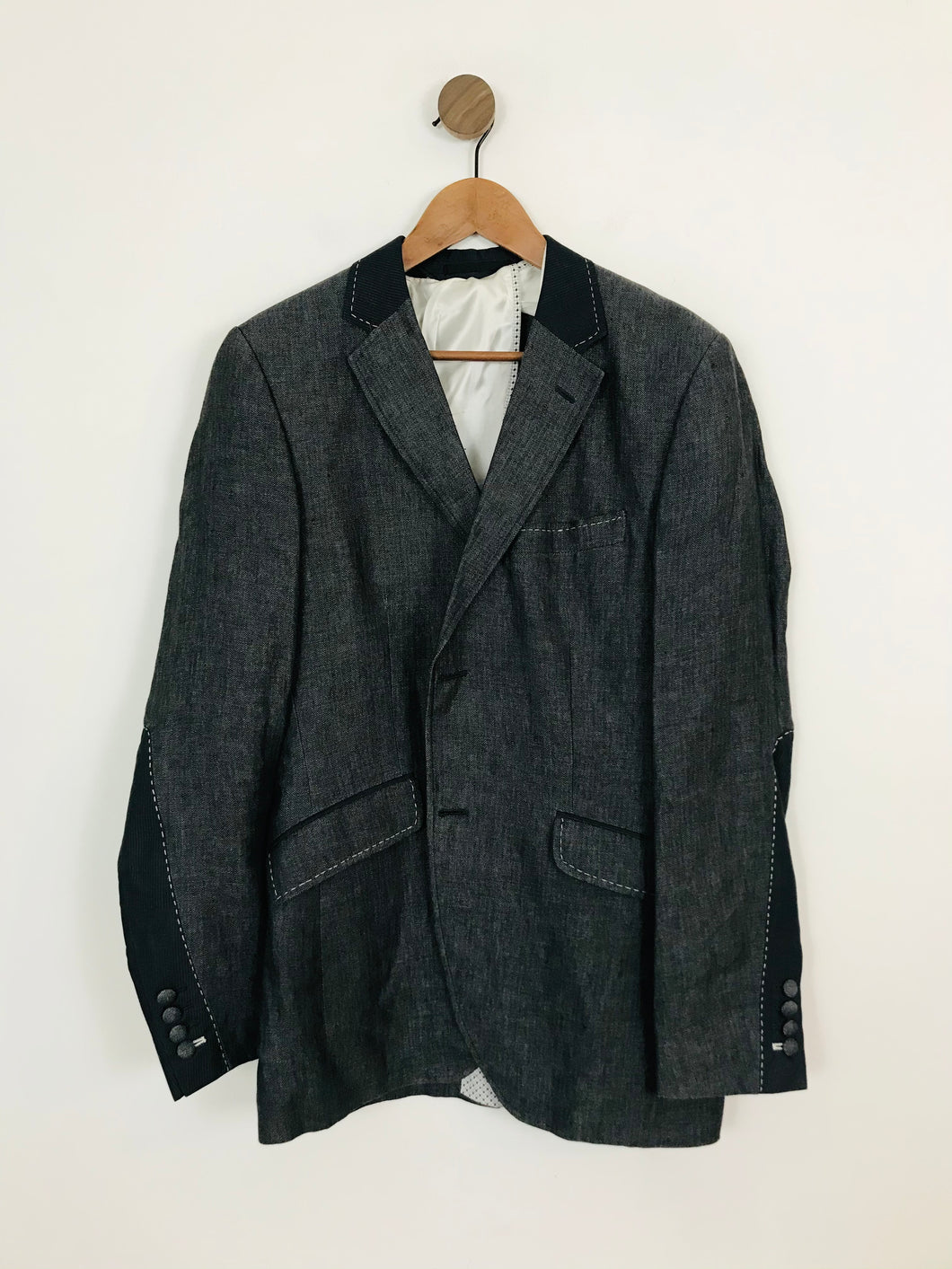 Holland Esquire Men's Linen Blazer Jacket | 40 | Grey