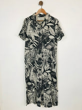 Load image into Gallery viewer, Zara Women&#39;s Linen Floral Shirt Dress | L UK14 | Black
