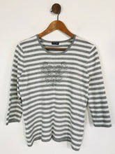 Load image into Gallery viewer, Gerry Weber Women&#39;s Striped Embellished Front T-Shirt  | UK12  | Grey
