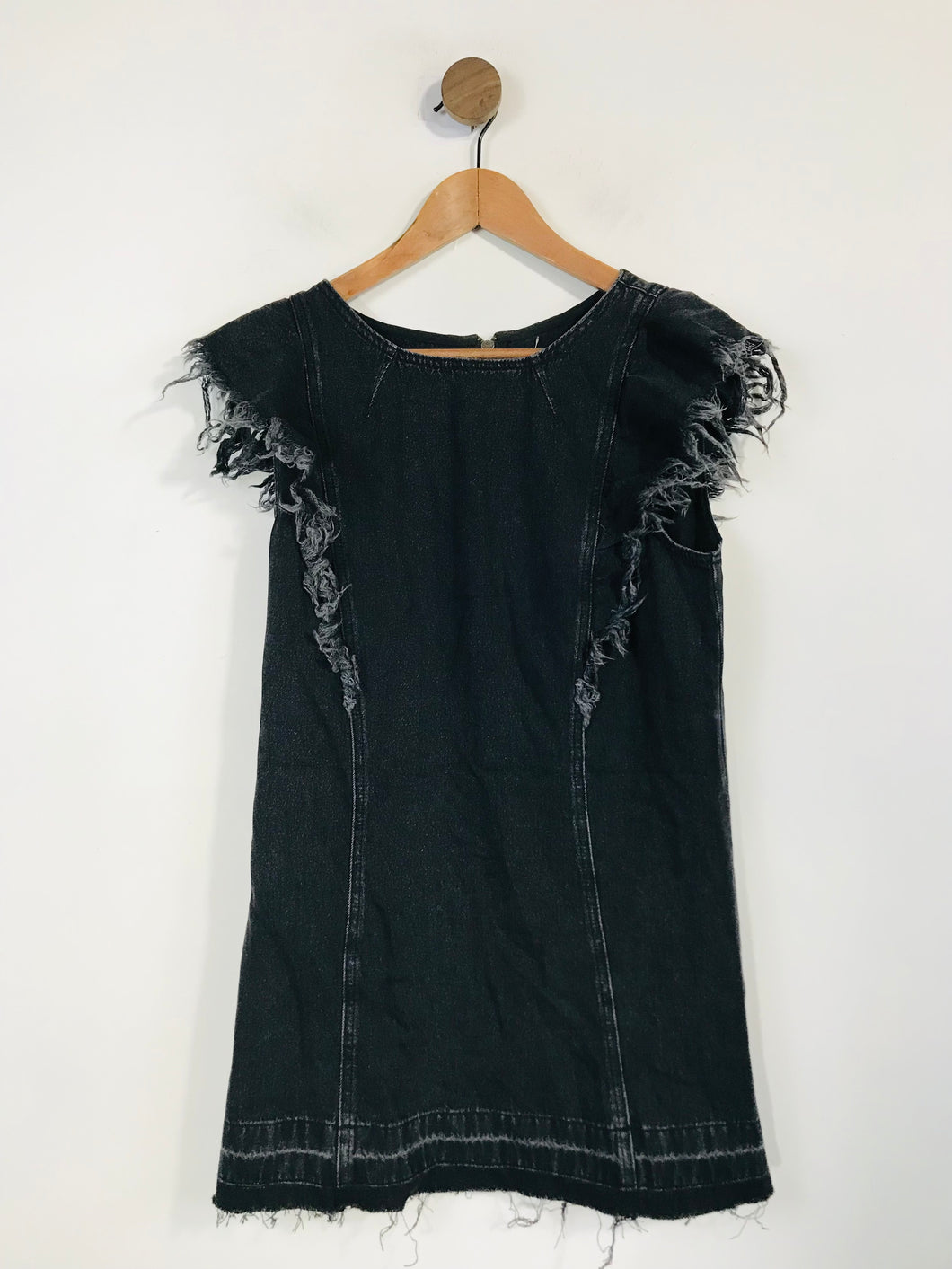 Allsaints Women's Denim Distressed Hems Mini Dress | EU38 UK10 | Black