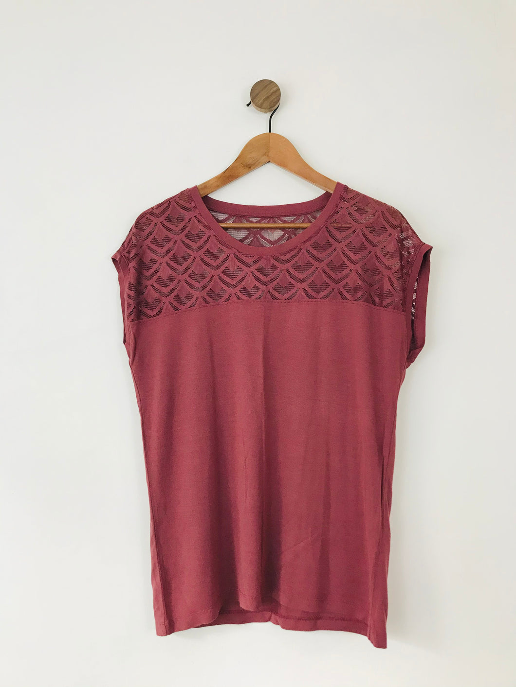 Only Women’s Lace T-Shirt Top | L UK14-16 | Pink