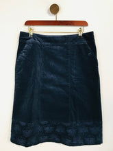 Load image into Gallery viewer, White Stuff Women&#39;s Velvet Embroidered Pencil Skirt NWT | UK12 | Blue

