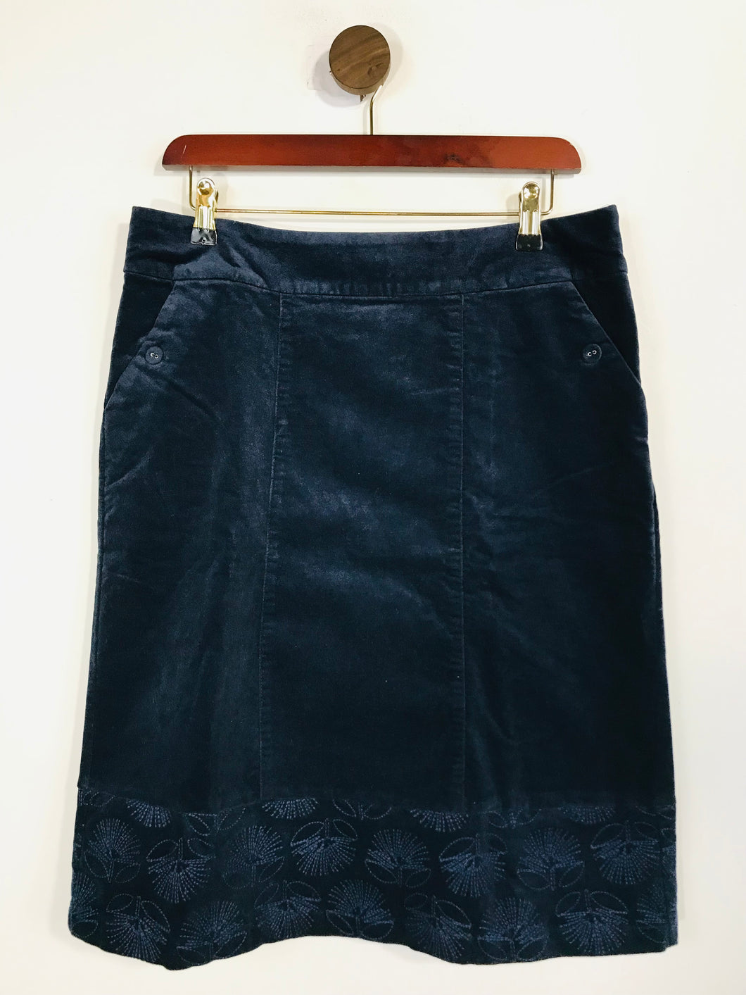 White Stuff Women's Velvet Embroidered Pencil Skirt NWT | UK12 | Blue