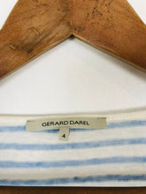 Load image into Gallery viewer, Gerard Darel Women&#39;s Linen Striped T-Shirt | 4 UK14 | Blue
