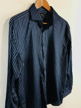 Load image into Gallery viewer, Jeff Banks Men&#39;s Striped Button-Up Shirt | 42 L | Blue
