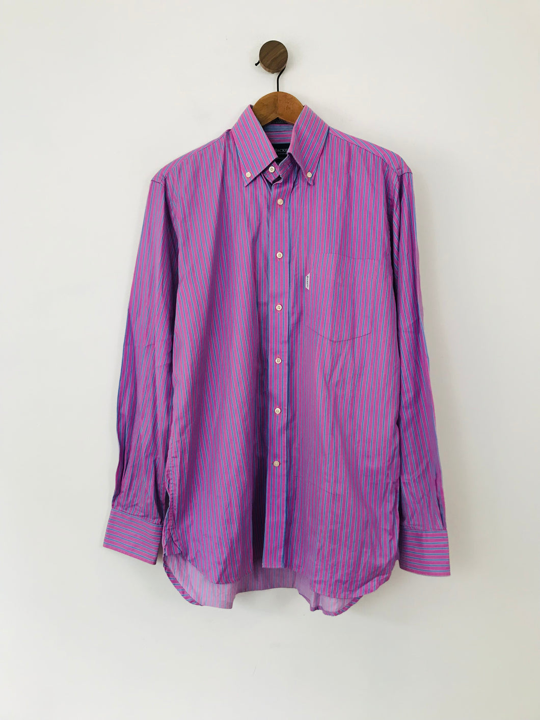 Hackett Men's Striped Button-Up Shirt | L | Purple