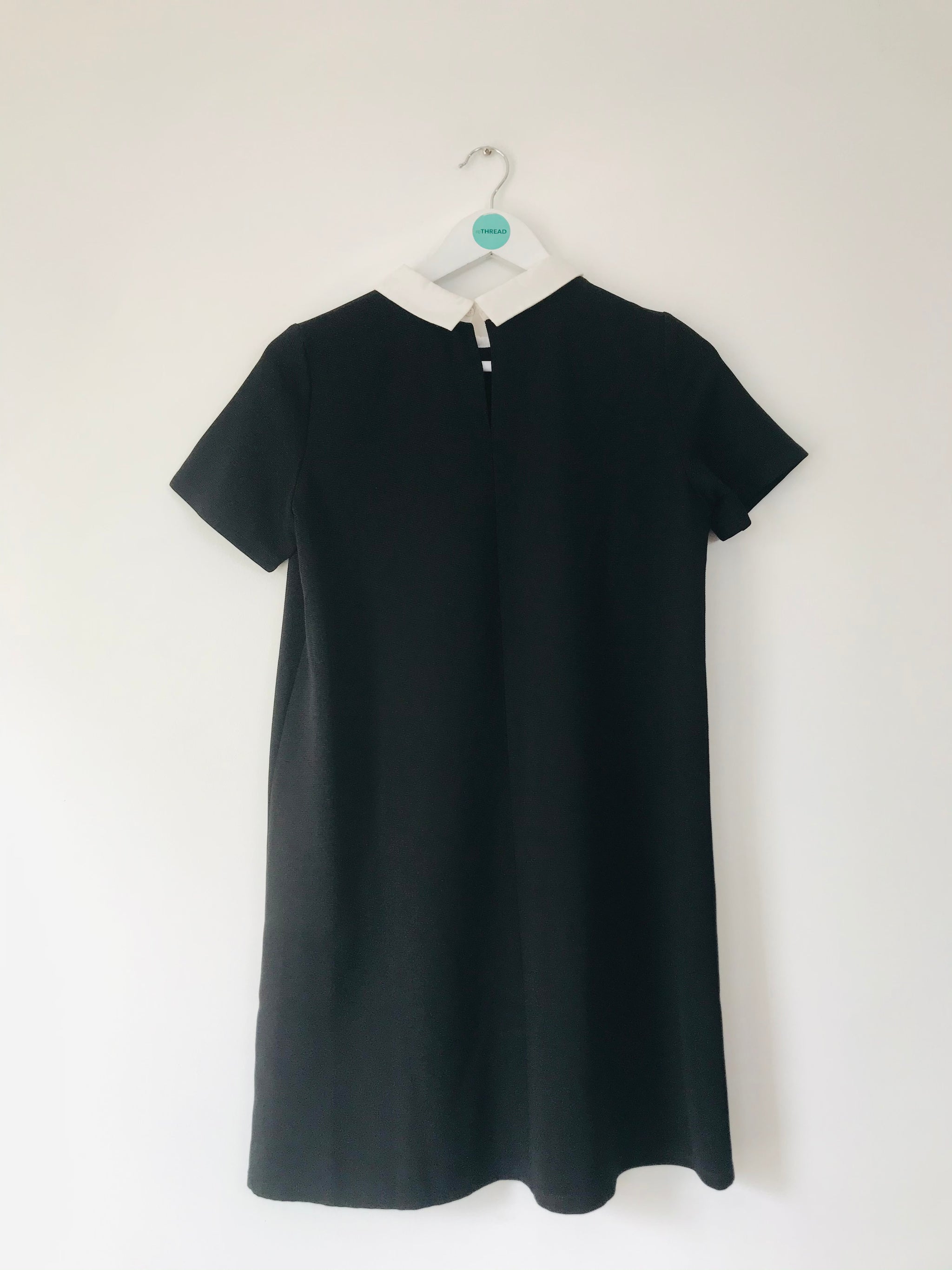 Zara Women's Ribbed Collared Shirt Dress | M UK12 | Black ReThread Zara Women's Ribbed Collared Shirt Dress | M UK12 | Black ReThread