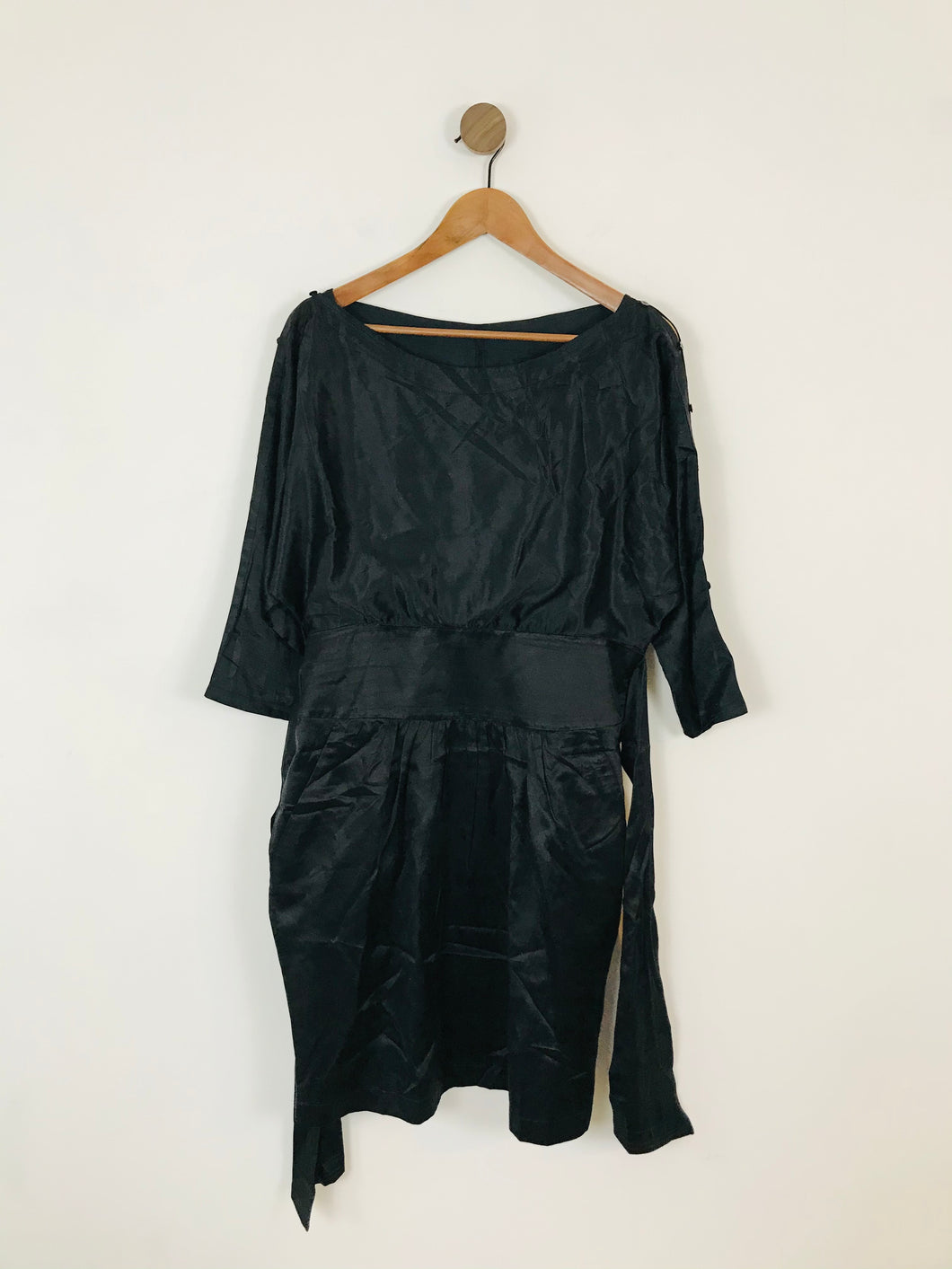Boss Orange Women’s Silk Gathered Sheath Dress | UK14 | Black