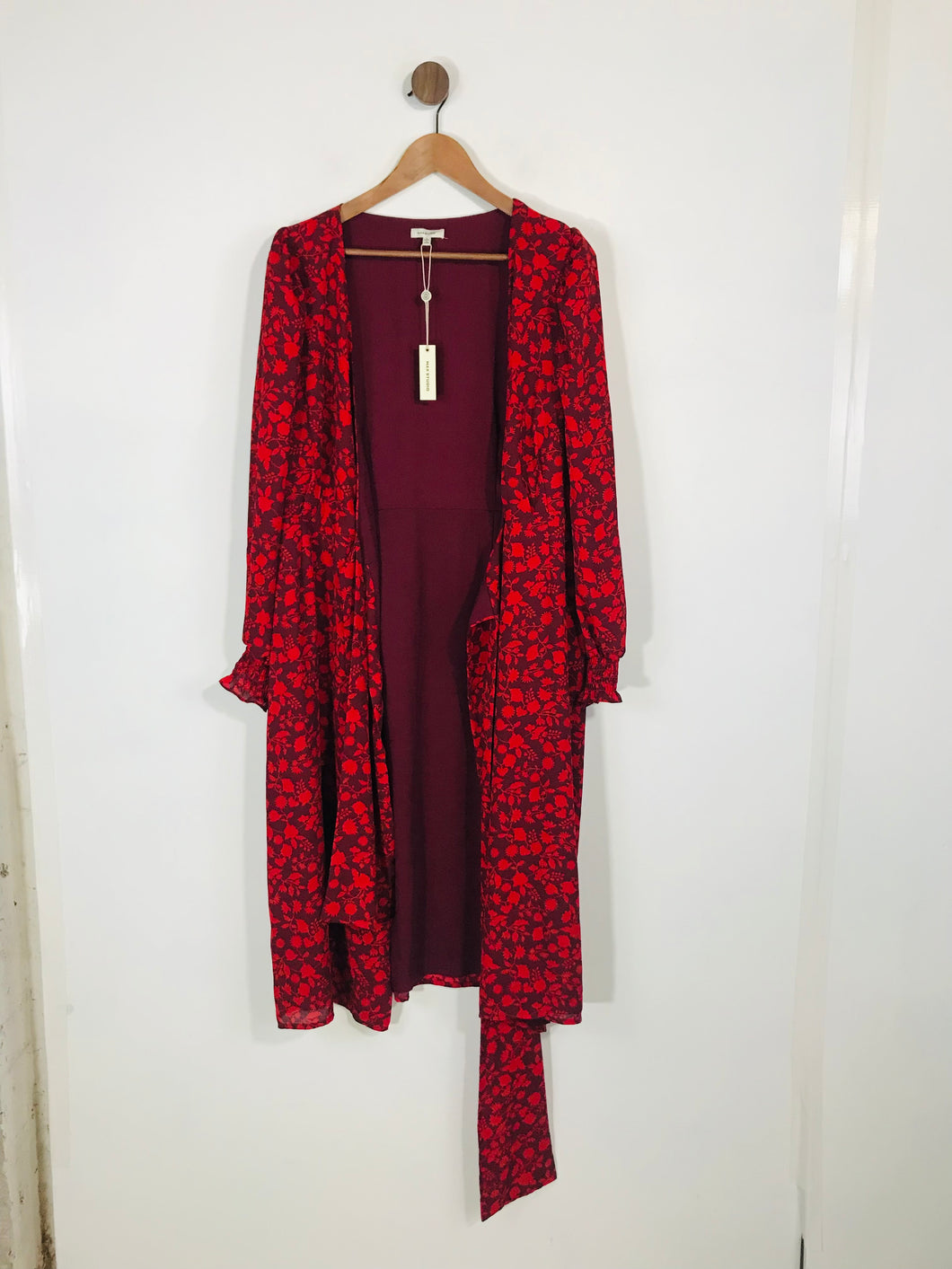 Max Studio Women's Frill Leaf Wrap Dress NWT | L UK14 | Red