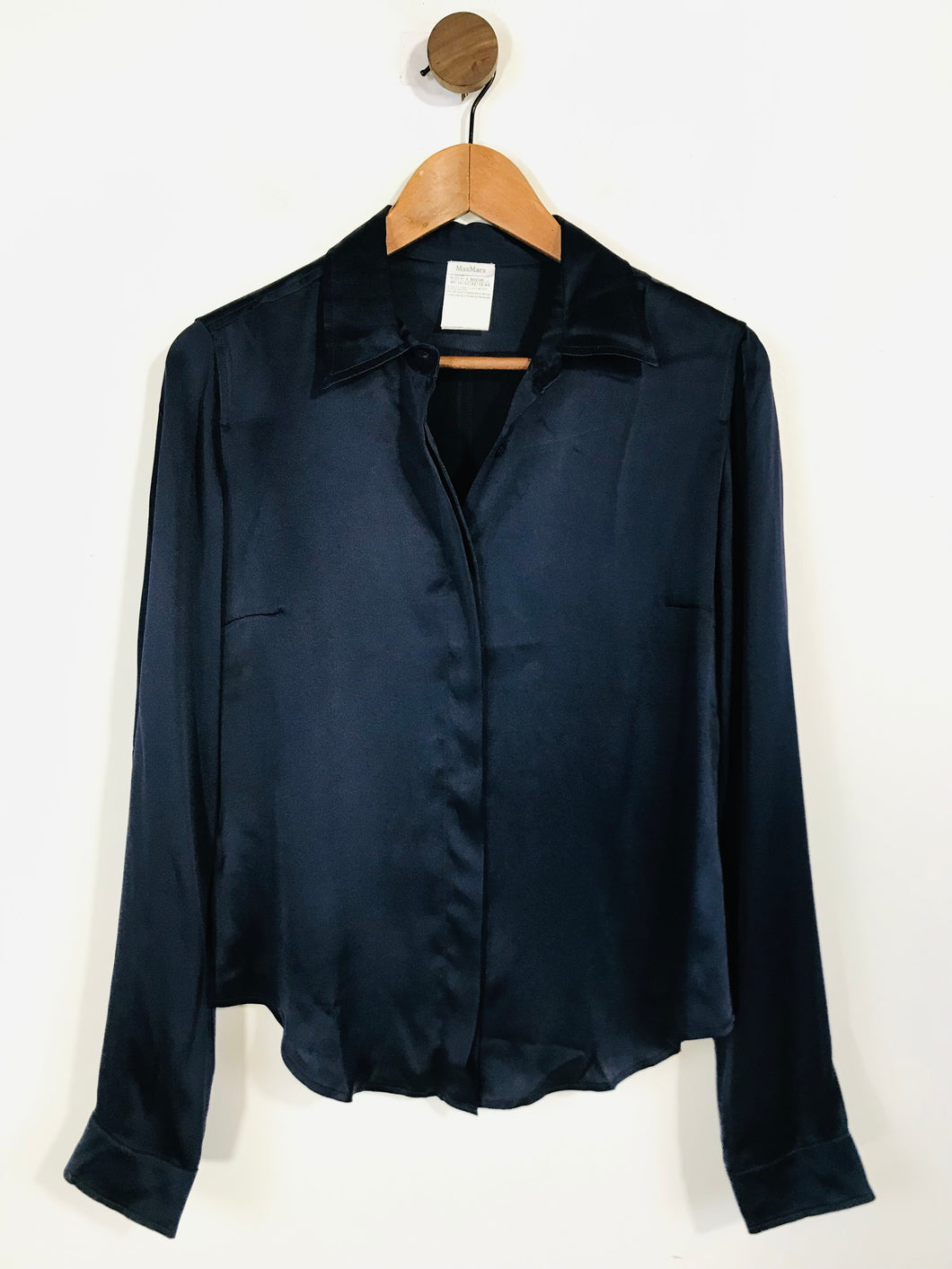Max Mara Women's Silk Button-Up Shirt | UK12 | Blue