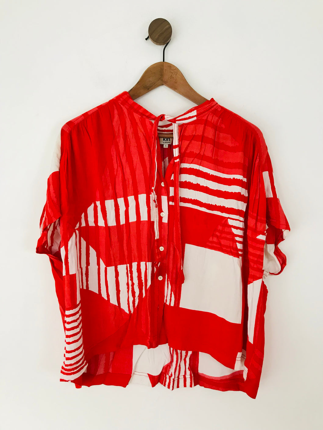 Kin By John Lewis Women's Striped Oversized Button-Up Shirt | S UK8 | Red