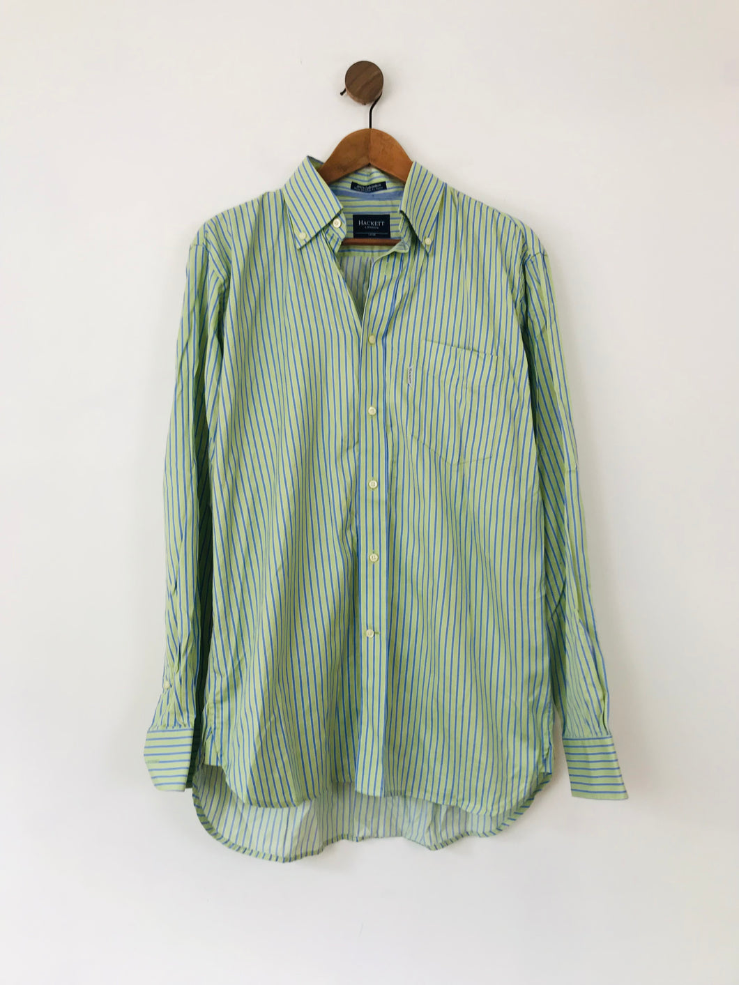 Hackett Men's Striped Button-Up Shirt | L | Green