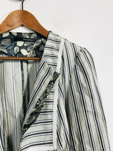 Load image into Gallery viewer, AnnaRita N Women&#39;s Floral Striped Blazer Jacket | 46 | Grey
