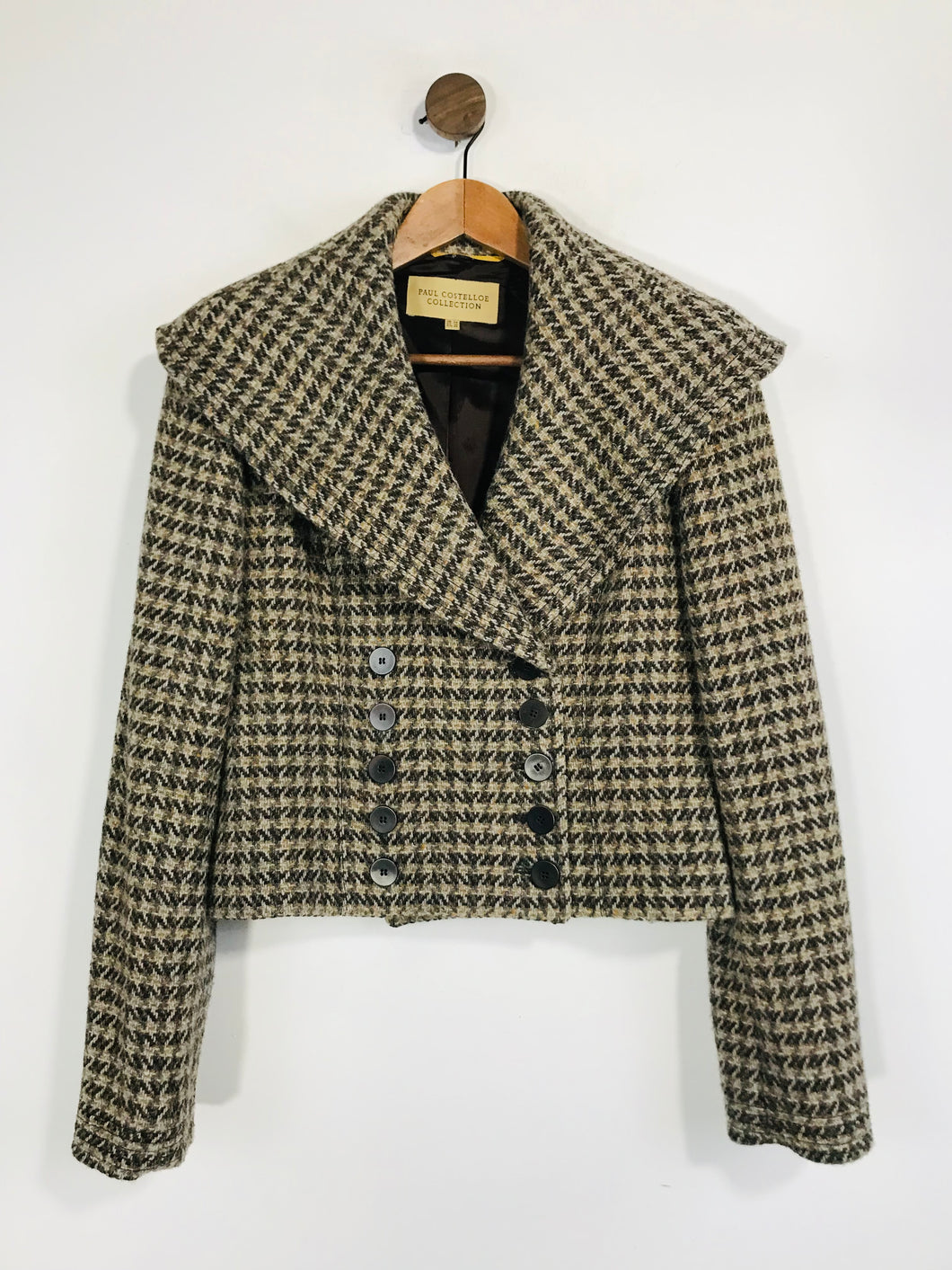 Paul Costelloe Women's Tweed Wool Blazer Jacket | UK14 | Brown
