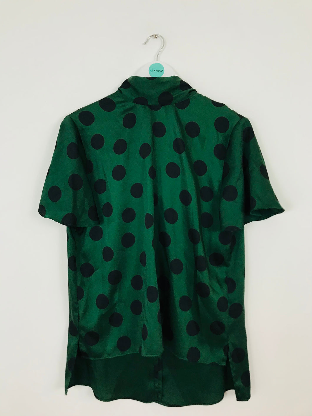 Zara Women’s High Neck Polka-Dot Blouse Top NWT | M | Green
