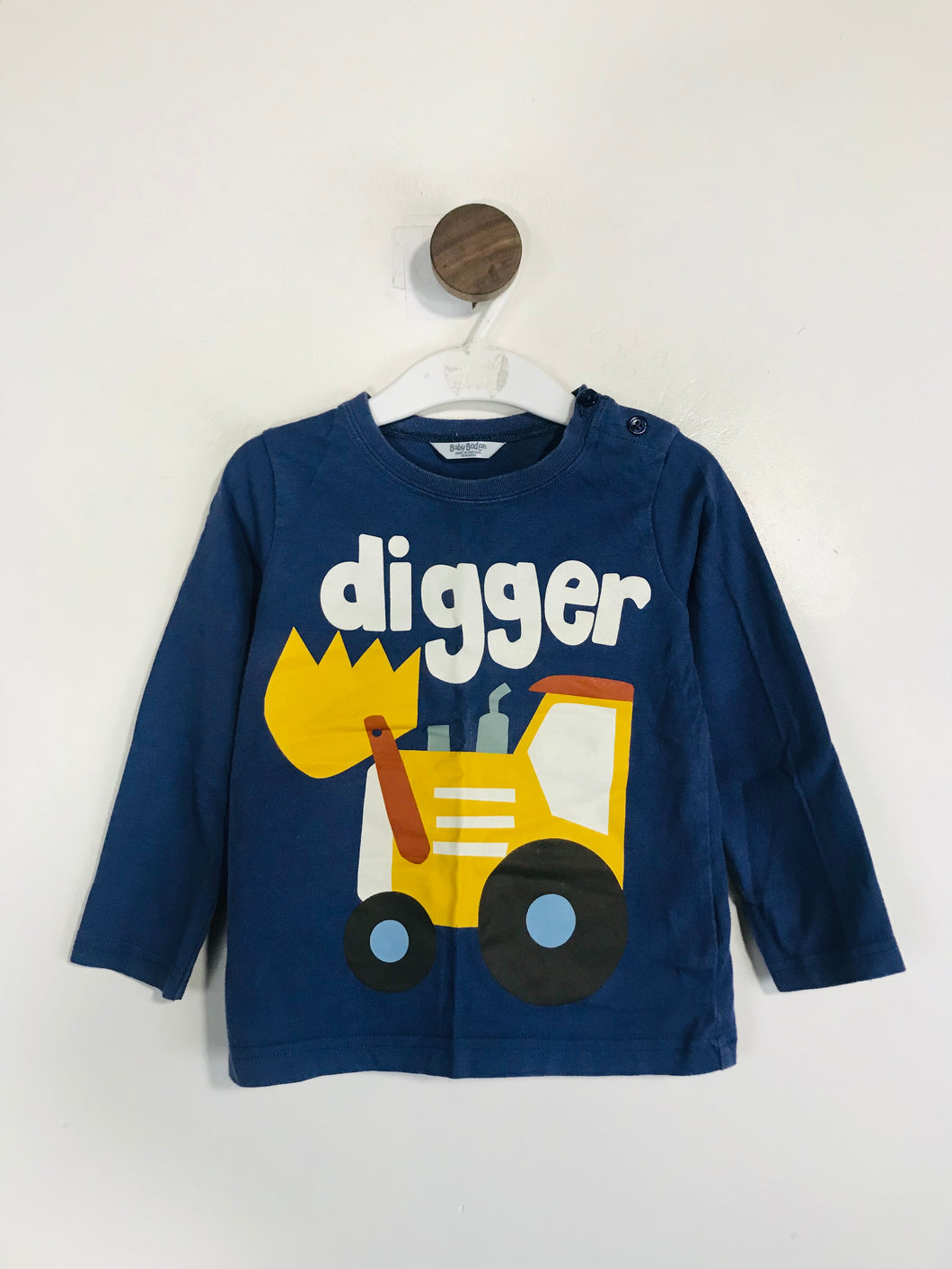 Boden Kid's Long Sleeve Digger T-Shirt | 18-24 Months | Blue