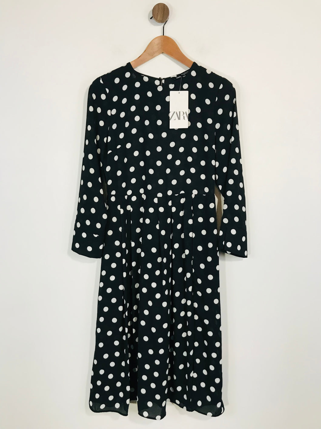 Zara Women's Polka Dot Playsuit Midi Dress NWT | S UK8 | Black