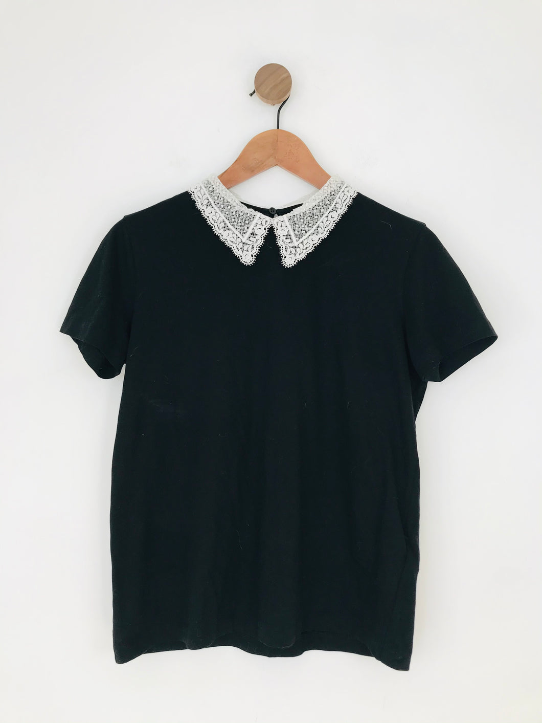 Sandro Women's Lace Collar T-Shirt | UK10 | Black