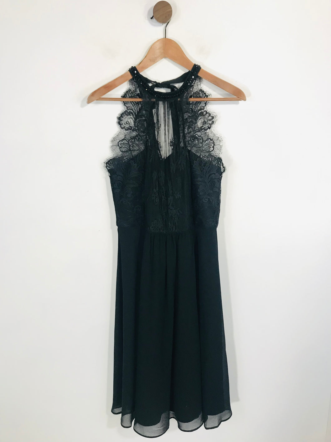 Monsoon Women's High Neck Lace A-Line Dress | UK12 | Black
