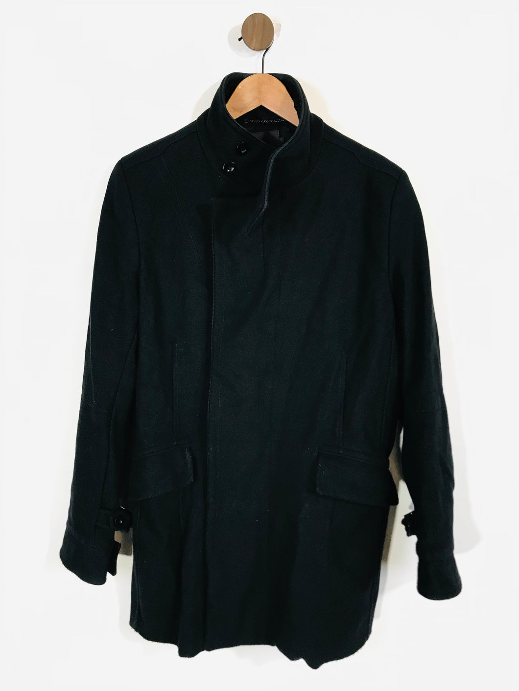 Reiss Men's Wool Overcoat Coat | XL | Black